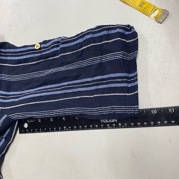 ELLEN TRACY Women’s Linen Blend Blue &White Striped Top New Without Tags Medium - Picture 7 of 9